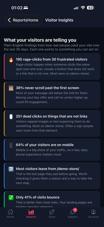 Visitor insights in the DPOM app