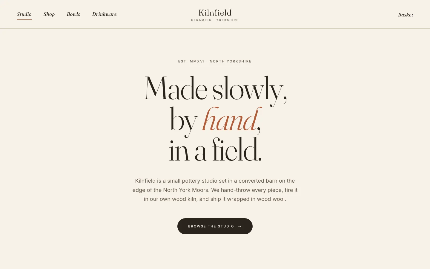Kilnfield Ceramics website preview