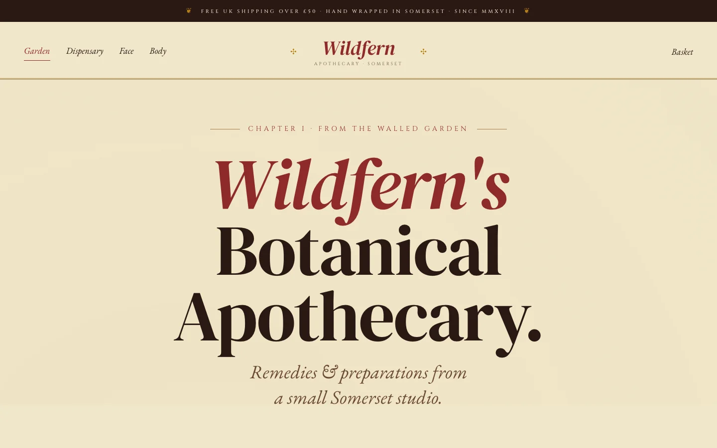Wildfern Apothecary website preview
